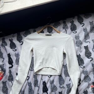 White Long Sleeve Crop Top